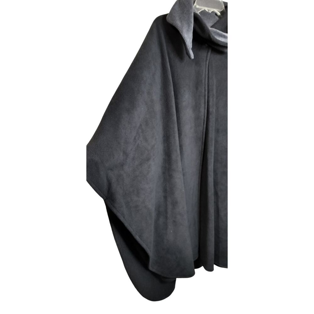 4303)Preston & York Black Fleece Poncho Shawl Size All - Picture 2 of 7